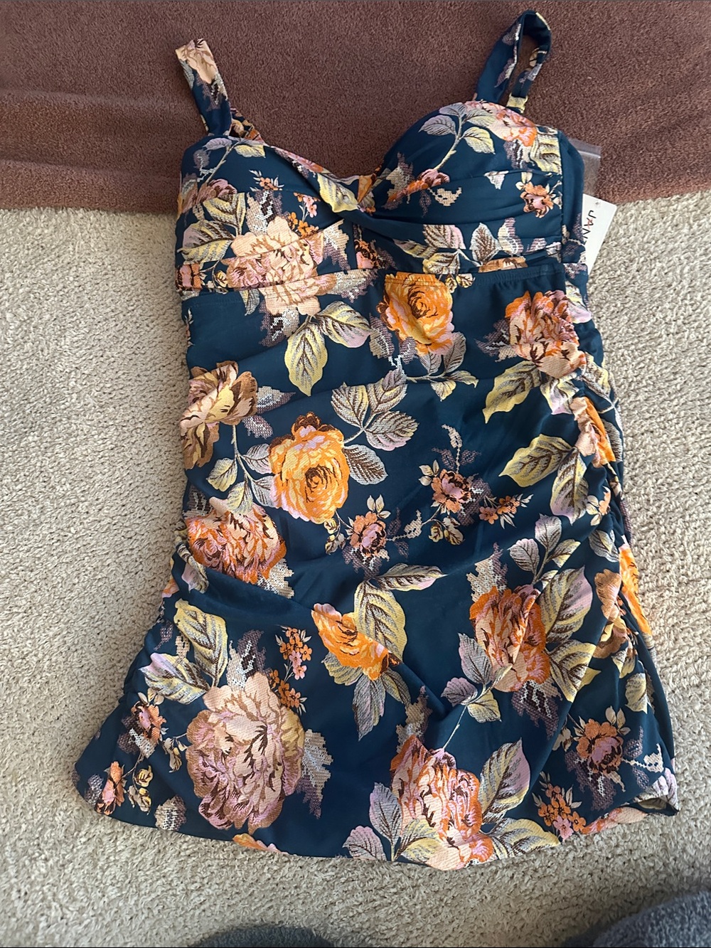 Jantzen Teal Floral suit Rockin Moroccan. NWT sz 8. Removable/adjustable straps